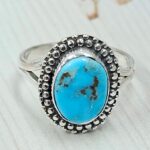 White Water Turquoise Size US 7 925 Sterling Silver Ring (REXT163-144)