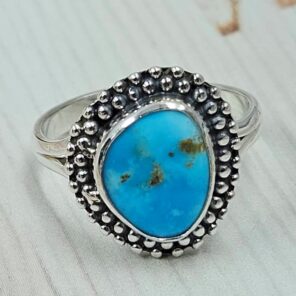 White Water Turquoise Size US 7 925 Sterling Silver Ring (REXT163-142)