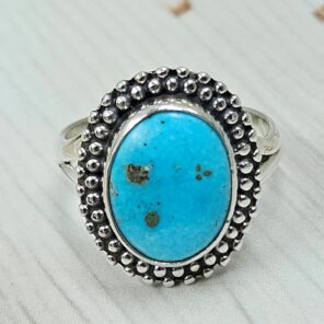White Water Turquoise Size US 6 925 Sterling Silver Ring (REXT163-145)