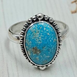 White Water Turquoise Size US 8 925 Sterling Silver Ring (REXT163-161)