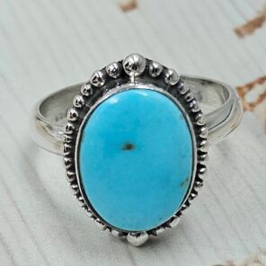White Water Turquoise Size US 9 925 Sterling Silver Ring (REXT163-159)