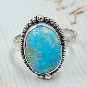 White Water Turquoise Size US 9 925 Sterling Silver Ring (REXT163-158)