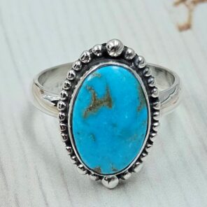 White Water Turquoise Size US 7 925 Sterling Silver Ring (REXT163-166)