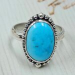 White Water Turquoise Size US 8 925 Sterling Silver Ring (REXT163-160)