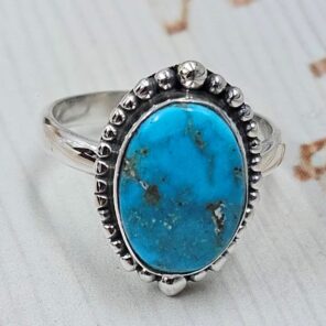 White Water Turquoise Size US 7 925 Sterling Silver Ring (REXT163-165)