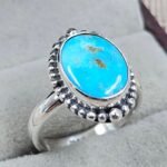 White Water Turquoise Size US 8 925 Sterling Silver Ring (REXT163-162)