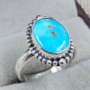 White Water Turquoise Size US 8 925 Sterling Silver Ring (REXT163-162)