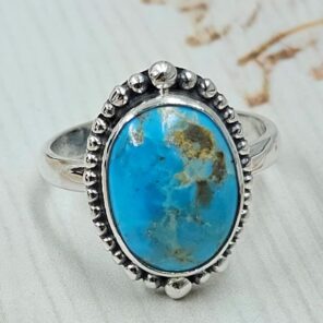 White Water Turquoise Size US 7 925 Sterling Silver Ring (REXT163-164)