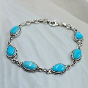 Blue Ridge Turquoise 8" 925 Sterling Silver Bracelet (REXT76-304)