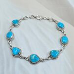 White Water Turquoise 8" 925 Sterling Silver Bracelet (REXT76-293)