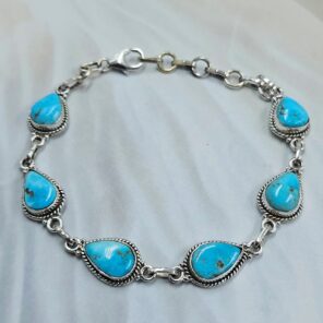 White Water Turquoise 8" 925 Sterling Silver Bracelet (REXT76-305)
