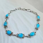 White Water Turquoise 8" 925 Sterling Silver Bracelet (REXT76-314)