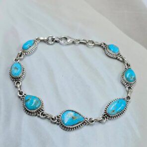 Blue Ridge Turquoise 8" 925 Sterling Silver Bracelet (REXT76-297)