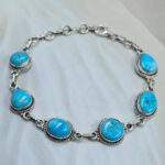 White Water Turquoise 8" 925 Sterling Silver Bracelet (REXT76-306)