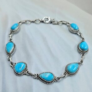 Blue Ridge Turquoise 8" 925 Sterling Silver Bracelet (REXT76-301)