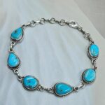White Water Turquoise 8" 925 Sterling Silver Bracelet (REXT76-307)