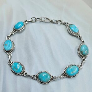 Blue Ridge Turquoise 8" 925 Sterling Silver Bracelet (REXT76-300)