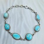 White Water Turquoise 8" 925 Sterling Silver Bracelet (REXT76-310)