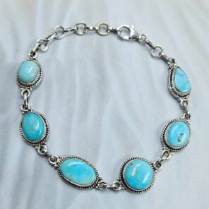 Blue Ridge Turquoise 8" 925 Sterling Silver Bracelet (REXT76-310)