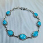 White Water Turquoise 8" 925 Sterling Silver Bracelet (REXT76-303)