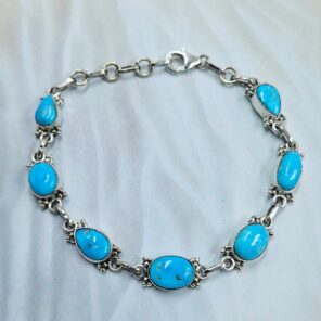 White Water Turquoise 8" 925 Sterling Silver Bracelet (REXT76-319)