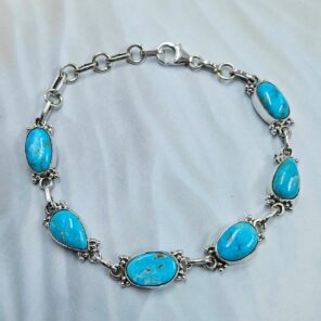 Blue Ridge Turquoise 8" 925 Sterling Silver Bracelet (REXT76-320)