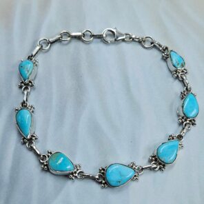 Blue Ridge Turquoise 8" 925 Sterling Silver Bracelet (REXT76-321)