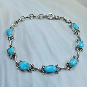 Blue Ridge Turquoise 8" 925 Sterling Silver Bracelet (REXT76-322)