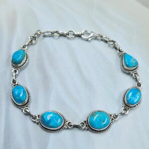 Blue Ridge Turquoise 8" 925 Sterling Silver Bracelet (REXT76-311)