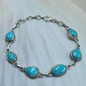 Blue Ridge Turquoise 8" 925 Sterling Silver Bracelet (REXT76-312)