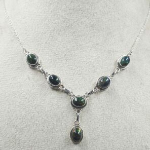 Black Opal 7.5" 925 Sterling Silver Necklace (REXT79-198)
