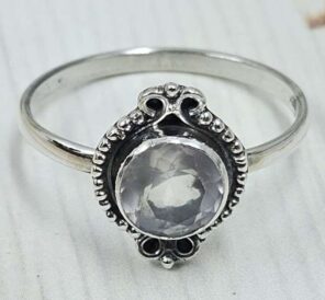 Rose Quartz 925 Sterling Silver Ring (RS24- 182)