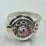 Cotton Candy Turquoise 925 Sterling Silver Poison Box Ring (REXT161-55)