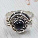 Black Onyx 925 Sterling Silver Poison Box Ring (REXT161-57)