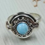 Larimar 925 Sterling Silver Poison Box Ring (REXT161-59)