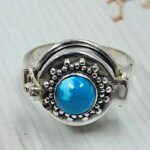Kingman Turquoise 925 Sterling Silver Poison Box Ring (REXT161-52)