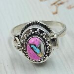 Cotton Candy Turquoise 925 Sterling Silver Poison Box Ring (REXT161-64)