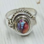 Pink Dahlia Tarquoise 925 Sterling Silver Poison Box Ring (REXT162-14)