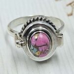 Cotton Candy Tarquoise 925 Sterling Silver Poison Box Ring (REXT162-13)