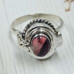 Red Rose Dahlia 925 Sterling Silver Poison Box Ring (REXT162-11)
