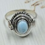 Larimar 925 Sterling Silver Poison Box Ring (REXT162-17)