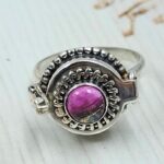 Pink Dahlia Turquoise 925 Sterling Silver Poison Box Ring (REXT161-34)