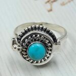 Kingman Turquoise 925 Sterling Silver Poison Box Ring (REXT161-40)