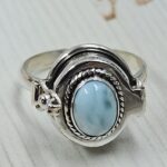 Larimar 925 Sterling Silver Poison Box Ring (REXT162-1)