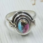 Cotton Candy Turquoise 925 Sterling Silver Poison Box Ring (REXT162-3)