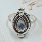 Rainbow Moonstone 925 Sterling Silver Poison Box Ring (REXT161-46)