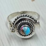 Cotton Candy Turquoise 925 Sterling Silver Poison Box Ring (REXT161-30)