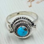 Kingman Turquoise 925 Sterling Silver Poison Box Ring (REXT161-31)