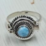 Larimar 925 Sterling Silver Poison Box Ring (REXT161-33)