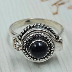 Black Onyx 925 Sterling Silver Poison Box Ring (REXT161-28)